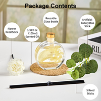Diffuseur d'arômes pour la maison, bouteille en verre de 100 ml avec fleurs artificielles, bâtonnets en rotin d'eucalyptus, décoration, cadeau pour la chambre à coucher, le bureau