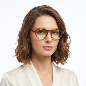 Women Round Full Rim <b>Eyeglasses</b> Solid Color Anti-Uv CR-39 Lens Classic Style Vision Correction <b>Frames</b> - Product Image 1