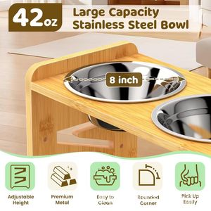 Cross-border wooden <b>cat</b> bowl rack, dog <b>feeder</b>, pet bowl holder, foldable solid wood pet food bowl, feeding rack - Product Image 5