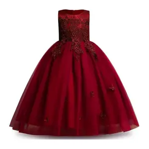 Migliore qualità nuovi abiti per bambini disegni 4 colori principessa bambina vestito da festa in raso in vendita abiti da ragazza fiore caldo