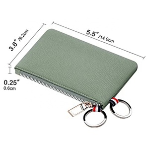 Thin <b>Wallet</b> for Women, Dual Rings Change Minimalist Vegan Leather Women's Zipper Coin Purse with Large Capacity - Product Image 2