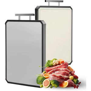 Grande planche à découper double face en acier inoxydable 304 avec TPE+PP, compatible lave-vaisselle, épaisseur 2,0 cm et poignée pour usage en cuisine - Product Image 1
