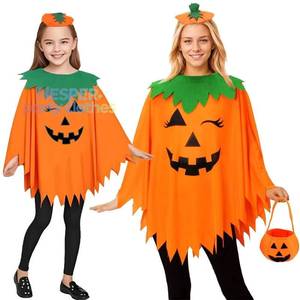 HP New children's Halloween <b>pumpkin</b> cape <b>costume</b>, suitable for stage parties and performances, made of polyester fiber - Product Image 1