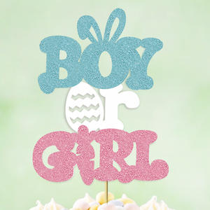 Oeuf lapin carotte gâteau Topper pour garçon ou fille Pâques bébé sexe révéler fête décoration gâteau décoration fournitures - Product Image 4