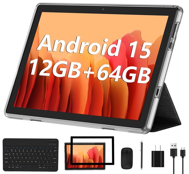 OEM ODM Android 15 Tablet 10 Inch Tablets with Keyboard Mouse 12GB RAM 64GB ROM 1TB Expand 2 in 1 Tablet with WiFi 6 Bluetooth