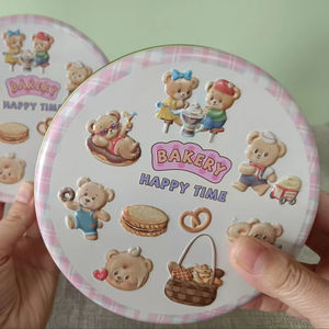 علبة معدنية مستديرة بالجملة لتخزين الطعام بتصميم مطفي لعيد الميلاد، مناسبة لحفظ البيتزا - Product Image 2