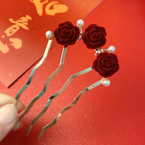 กิ๊บติดผมทรงจีนแบบใหม่ ประดับมุกและดอกกุหลาบ  หวีติดผม  เครื่องมือแฟชั่นใหม่  กิ๊บหนีบผม - Product Image 3