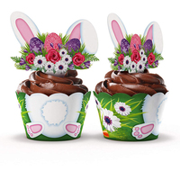 Paskalya sevimli Bunny Cupcake dekorasyon DIY dekorasyon tavşan yan kart doğum günü tatil tema parti dekorasyon çocuk hediye
