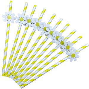 Pajitas Desechables Rectas de Flor de Girasol Pequeña, Biodegradables, Reciclables, para Jugos, Postres, Pasteles, Cócteles - Product Image 6