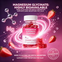Gummies de glycinate de magnésium OEM ODM pour le soulagement du stress, la relaxation musculaire et l'amélioration du sommeil, personnalisables