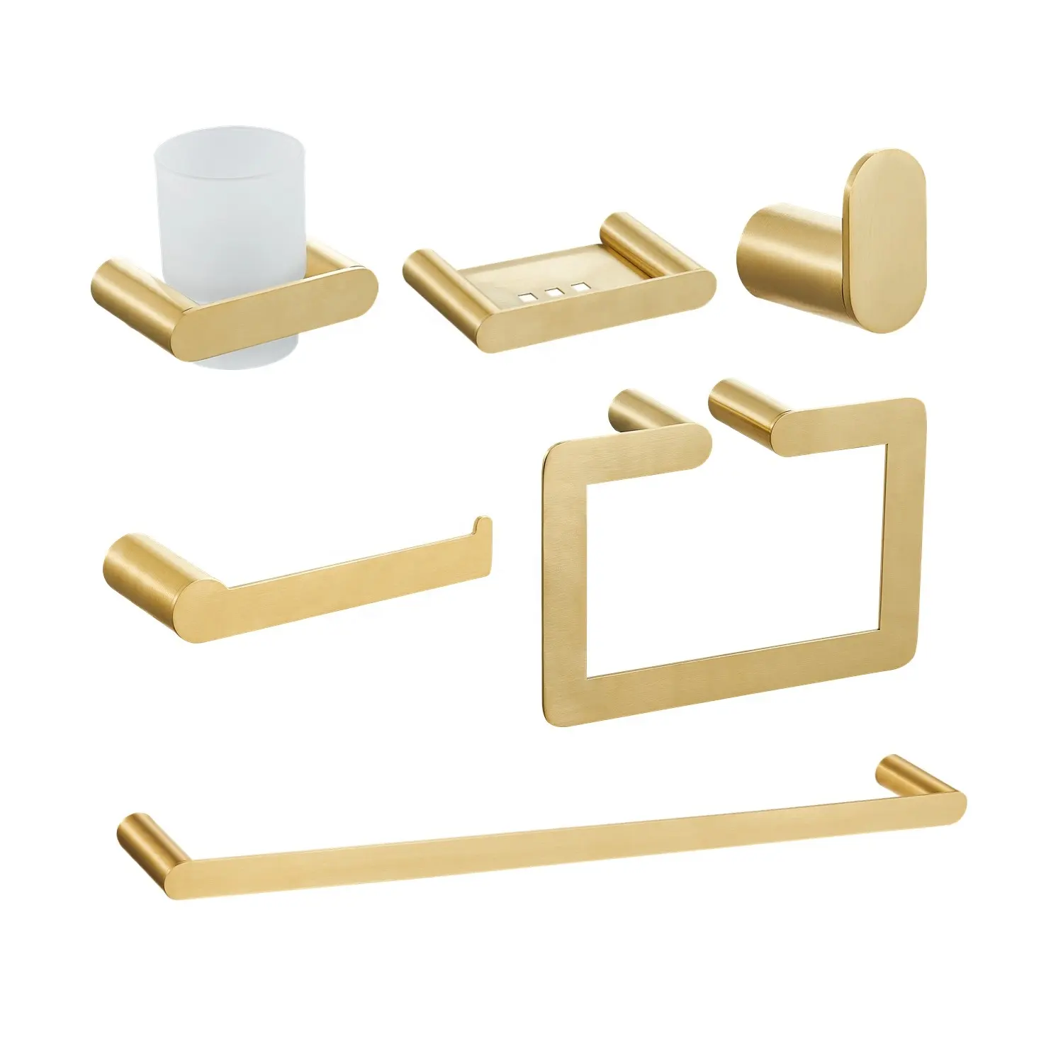 Estante de baño de la serie Gold 304 de acero inoxidable de alta calidad, juego de accesorios de 6 piezas