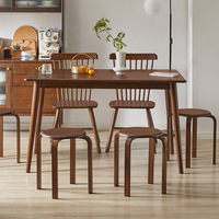 Tabouret en bois massif de style nordique, nouveau mobilier chinois pour la maison, tabouret empilable de petite taille pour le salon, la table à manger, en stock
