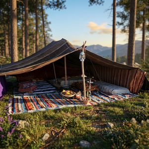 Tiendas de campaña tribales, tiendas tradicionales del desierto, alfombras a rayas, cojines de lana, tamaño y color personalizables para acampar al aire libre - Product Image 6
