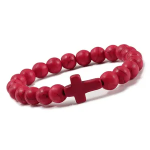 Pulsera <span class=keywords><strong>de</strong></span> cuentas <span class=keywords><strong>de</strong></span> piedra natural ulticolor turquesa, brazalete <span class=keywords><strong>de</strong></span> lava <span class=keywords><strong>rock</strong></span> para aliviar el estrés y yoga - Product Image 5