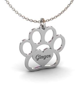 Bijoux pour animaux de compagnie personnalisé chien empreinte gravé pendentif mignon chien patte et coeur nom personnalisé chaîne collier - Product Image 4