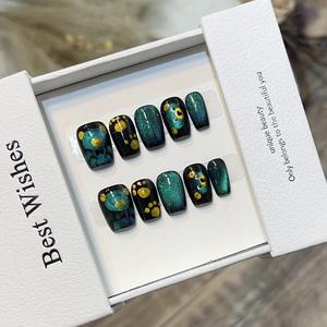 <span class=keywords><strong>Uñas</strong></span> Postizas Dylan Bear, Cortas, Azules, <span class=keywords><strong>con</strong></span> Diseño de Ojo de Gato y <span class=keywords><strong>Osito</strong></span> de Peluche Pintado a Mano, Estilo Diario - Product Image 3