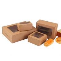 Boîte à emporter en papier kraft en gros, boîte à poulet, boîte en papier pour gâteaux, pains, desserts, pâtisseries, emballage de boulangerie avec logo personnalisé