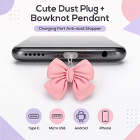 Bouchon anti-poussière en silicone mignon avec pendentif nœud papillon, pour port de charge Type C, Micro USB, Android, iPhone