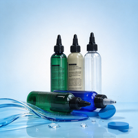 Bouteilles applicatrices de luxe en plastique PET de 120 ml (4 oz) vides, personnalisables avec logo, à bouchon torsadé et embout pointu pour huile capillaire