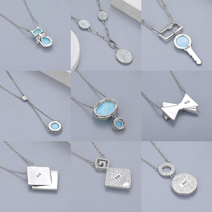 Splendida Collana in Argento Sterling <span class=keywords><strong>925</strong></span> con Larimar Naturale e Diamante, Bellezza Azzurra Semplicemente Incantevole che Scintilla - Product Image 4