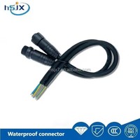 Connecteur étanche mâle-femelle HE SHENG JIA XING IP67 Mini M14 2 broches pour câble d'extension de lampe solaire PCB avec gaine en nylon