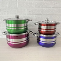 Ensemble de casseroles de cuisine 4 pièces en acier inoxydable coloré, compatible gaz et induction