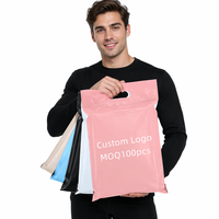 Sacs d'expédition en polyéthylène avec poignée découpée, sacs postaux multicolores unis, vente en gros, prix usine