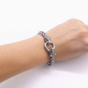 yunnique Unisex Silver Titanium Steel <b>Chain</b> <b>Bracelet</b> Animal Shape Leopard Design Fashion Jewelry for <b>Men</b> and Women - Product Image 4