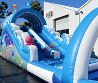Toboggan aquatique gonflable en PVC écologique sur le thème de l'océan avec piscine pour enfants, idéal pour la location commerciale lors de fêtes/événements estivaux
