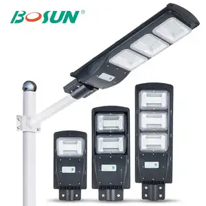 BOSUN Super bright high power outdoor ip65 rainproof 15w 30w integrated all in one solar led street light