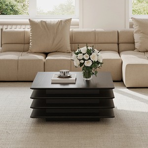 Materiale resistente PB robusto e resistente nero classico forma quadrata bordi e angoli lisci per soggiorno - Product Image 1