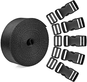 10x 25mm Black Plastic Side Quick Release Buckle Clip double regulating buckle