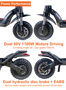 สกู๊ตเตอร์ Kaabo X รุ่นดั้งเดิม ขนาด 10 นิ้ว 60V 28AH พร้อมระบบไฮดรอลิกสำหรับผู้ใหญ่ X Kaabo 1100 X 2 X - Product Image 6
