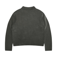 Sweat-shirt Polo Homme en molleton effet délavé, Col Johnny, Coupe Oversize, Style Streetwear, Loungewear de qualité supérieure, Vente en gros, Logo personnalisé, OEM