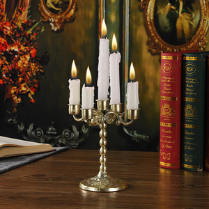 Mystic Arts European Style Wrought Iron <b>Candlestick</b> Set 5 Arm Candelabra With Bow Design For Wedding Home Decor - Product Image 4