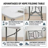 Table pliante moderne en HDPE, mobilier d'extérieur, imperméable, durable, légère, empilable, portable, idéale pour les expositions et les restaurants