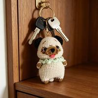 Porte-clés en peluche pour chien en tricot doux, pendentif animal de dessin animé, cadeau spécialement conçu pour les amoureux des animaux