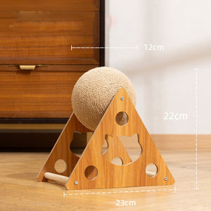 Rascador Interactivo Clásico de Alta Calidad para Gatos, con <span class=keywords><strong>Bola</strong></span> de Madera, Cuerda de Sisal Envuelta a Mano y Juguete de Plumas para Gatos - Product Image 6