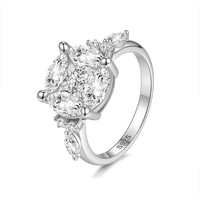 Bague en argent sterling S925 avec pierre principale ovale en moissanite, ton or et argent, pour femme, idéale pour demande en mariage, fiançailles ou cadeau commémoratif