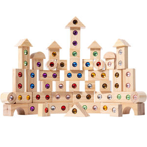 Kit de Manualidades de Madera de 32 Piezas, 50 Piezas, Bloques de Cubos de Gemas Arcoíris, Kit de Construcción de Madera para Niños - Product Image 1