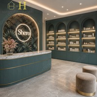 Décoration intérieure moderne pour salon de manucure, comptoir de présentation personnalisé, panneau mural avec logo LED, design 3D, livraison porte à porte