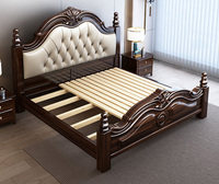Lit double king-size de luxe de style américain et européen, avec rangement intégré, cadre en bois massif et têtes de lit pour lits queen-size