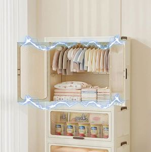 Foldable Plastic Food Container Multifunction Classic Design for Living Room Storage Portable Cupboard with <b>Double</b> Cabinet - Product Image 3