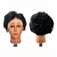 Perruques synthétiques courtes noires Pixie Bob, 5 pouces, 120g de densité, moelleuses et lisses, fabriquées à la machine, coupe chinoise