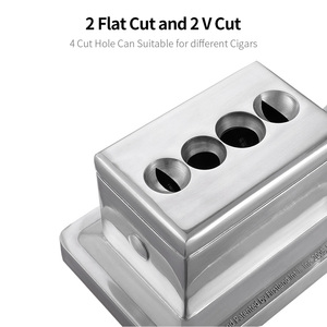 CIGARLOONG Coupe-cigares multifonctionnel <span class=keywords><strong>4</strong></span> en 1 en acier inoxydable, coupe-cigares à double lame de table, coupe-cigares à guillotine pour cadeau de cigares - Product Image 2
