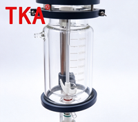 Reactor de Vidrio de Doble Capa TKA 2L de Borosilicato 3.3 con Agitación Mecánica, Rueda Universal Automática, 110V/220V para Laboratorio