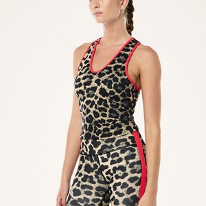 Women's Custom Casual Sexy <b>Modest</b> Leopard Print Two Piece Yoga <b>Set</b> Cheetah Vest and Legging Loungewear - Product Image 3