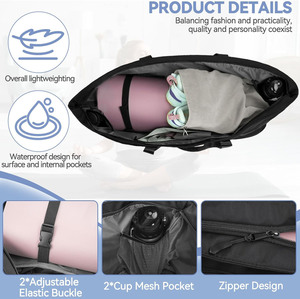 Échantillon Gratuit Sac Fourre-tout Imperméable en Polyester pour Femme, Sac de Yoga à Bandoulière Unique, Idéal pour Voyage, Fitness, Bureau, Sport avec Poche de Transport - Product Image 4