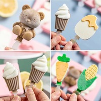 Силиконовая форма для льда, 3 ячейки, мультяшные формочки для мороженого (Снеговик, Зайчик, Корова), пищевой силикон, мини-формочки для леденцов, OEM на заказ