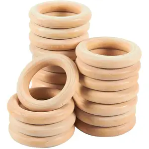 available factory Wholesale Different Sizes Natural Wooden Rings for DIY Crafts Macrame Making